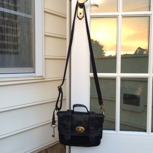 Black Fossil Crossbody with Key